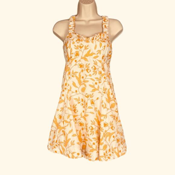 Anthropologie Maeve Sweetheart Orange White Floral Mini Dress X-Small - Picture 7 of 13